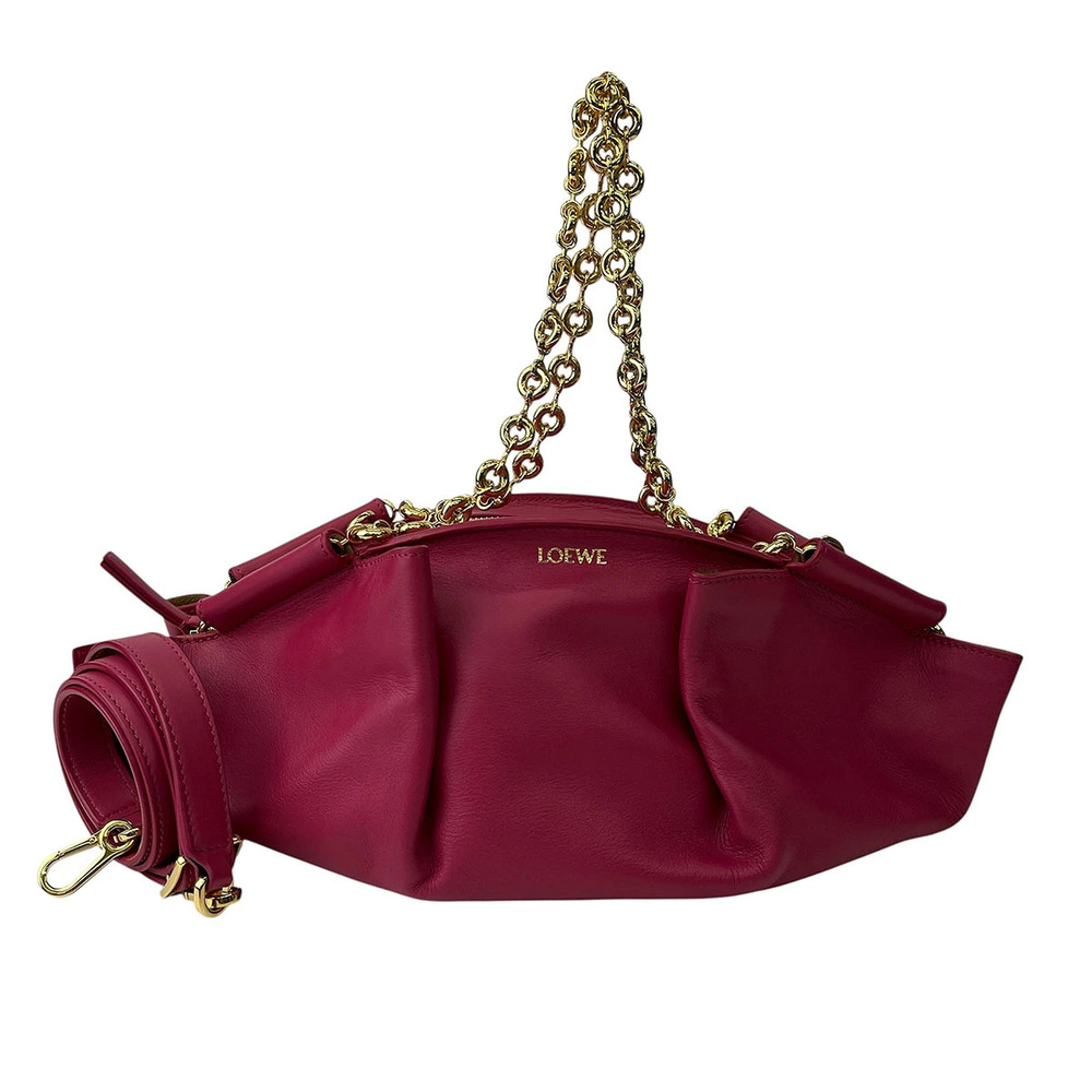 LOEWE Paseo Chain Shoulder Bag Leather Pink